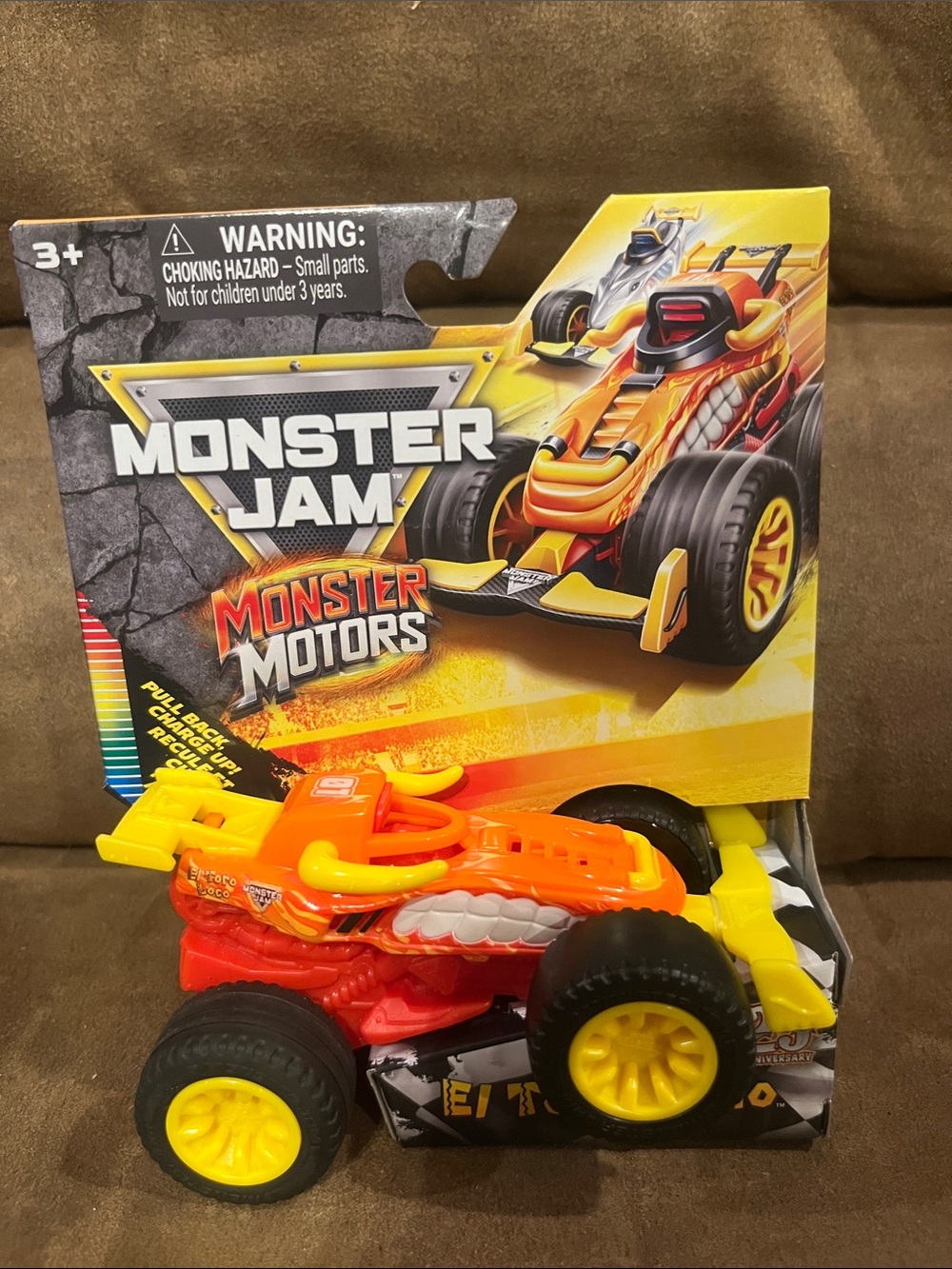 Monster Jam Monster Motors Orange Pull-Back Toy Truck for Kids